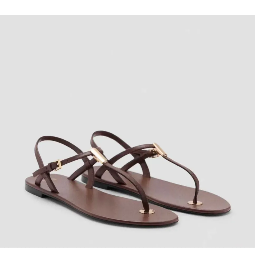 Sandales plates minimalistes "Signature MNG" à détails métalliquesChaussures homme, femme et enfant