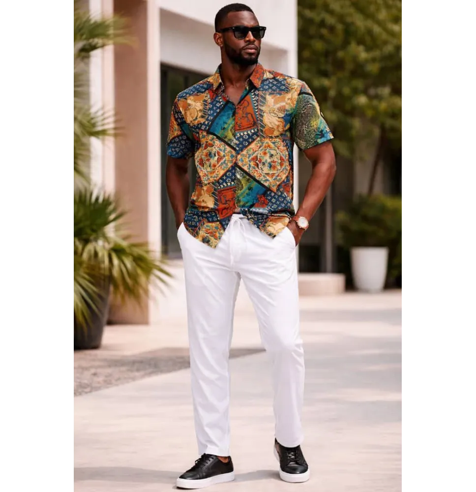 Ensemble d'Été Homme – Chemise Imprimée & Pantalon Fluidevêtements