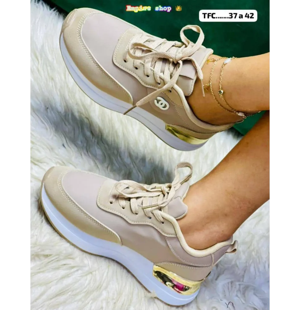 Sneakers Mode Nude & Métallisé Or – Style Sport-ChicChaussures homme, femme et enfant