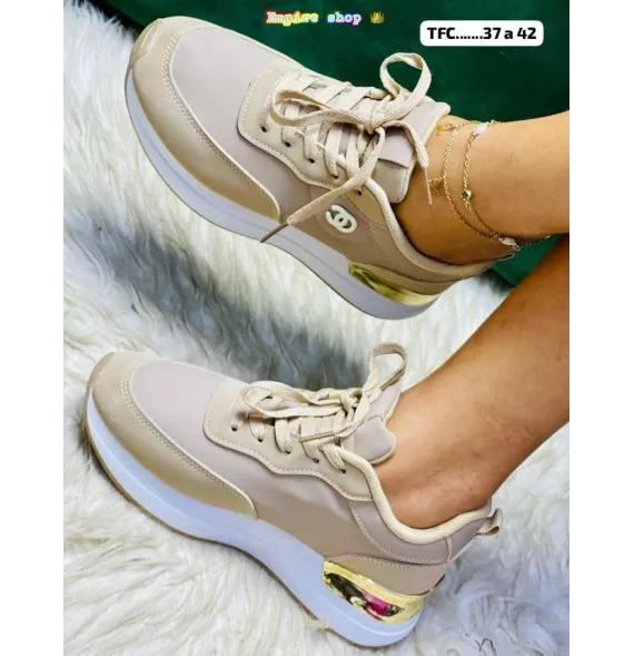 Sneakers Mode Nude & Métallisé Or – Style Sport-ChicChaussures homme, femme et enfant