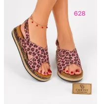 Sandales compensées à motif léopardChaussures homme, femme et enfant