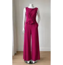 Combinaison Pantalon Fluide – Coupe Large à Bustier Plissé et Nœud StructuréEnsembles