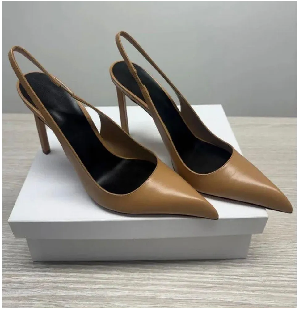 Escarpins Slingback en Cuir Camel – Silhouette Pointue à Talon Aiguille ChicChaussures homme, femme et enfant