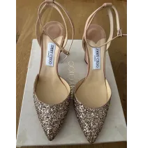 Escarpins Pointus à Brides Nude et Paillettes Dorées – Style Jimmy Choo avec Talon ConiqueChaussures homme, femme et enfant