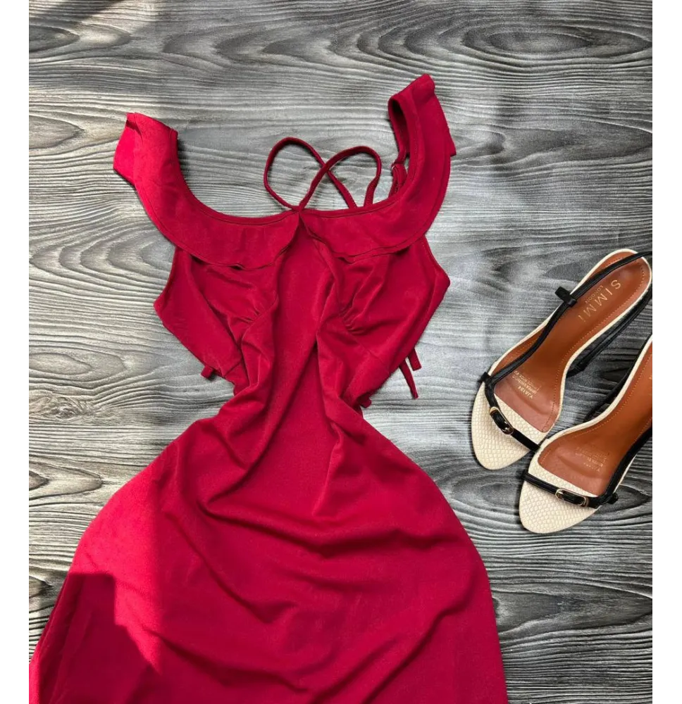 Robe Longue Fluide Rouge Passion - Dos Nu Éléganth