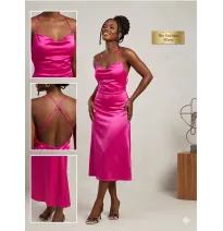 Robe Courte Bustier Rose Fuchsia en Satin - Effet Drapé GlamourTenue de soirée