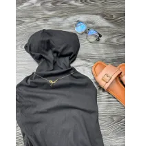 Robe courte noire décontractée à col montant - Style minimalisteRobes longues et mini
