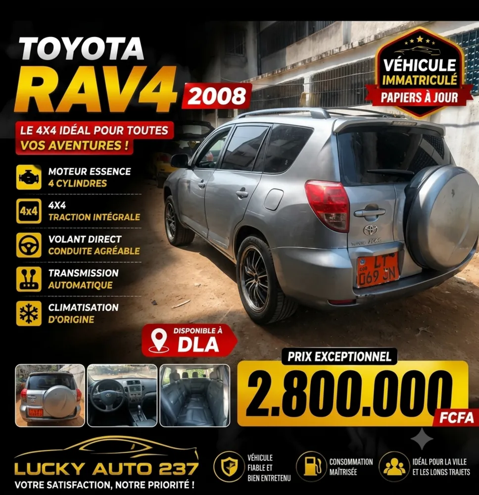 Toyota RAV4 2008 | SUV Automatique | Confort et Aventure | ImmatriculéVéhicules et pièces de rechange